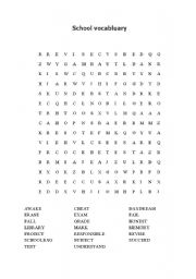 English Worksheet: School vocabluary: word search and fill in the blanks