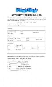 English worksheet: the simple present tense