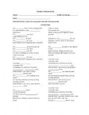 English Worksheet: PRESENT PROGRESSIVE SONG