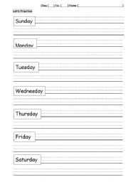 English Worksheet: days of a week 