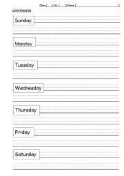 English worksheet: days of a week 