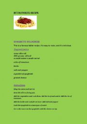 English worksheet: My favourite recipe