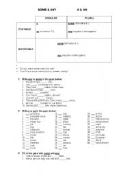 English Worksheet: Some/Any - A/An