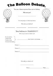 English Worksheet: Balloon Debate