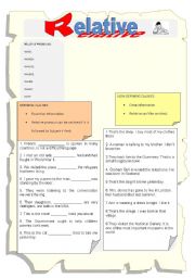 English Worksheet: RELATIVE CLAUSES