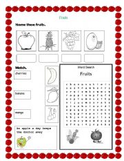 English Worksheet: fruits