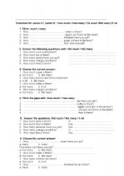 English Worksheet: how much - how many