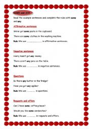English Worksheet: SOME, ANY, MANY, MUCH, A LOT OF