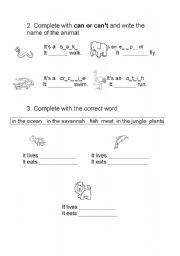 English worksheet: Animals