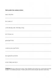 English worksheet: Order the sentences
