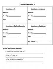 English worksheet: Inventor ID