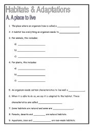 English worksheet: Habitat