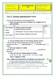 English Worksheet: listening coprehention