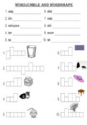 English Worksheet: wordsearch and word jumple