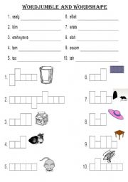 English worksheet: wordsearch and word jumple