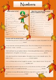 English Worksheet: Lets play with numbers!