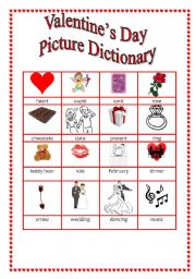 English Worksheet: St valentine s day -picture dictionary