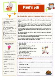 English Worksheet: Pauls job (25.01.12)