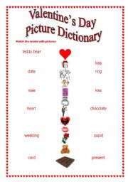 St Valentine s Day-match words with pictures