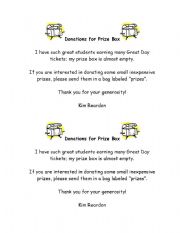 English Worksheet: Prize box