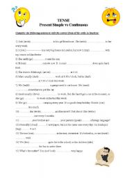 English Worksheet: Present Simple VS Continuous