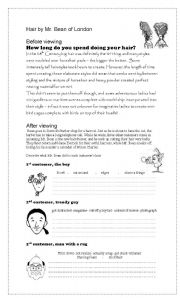 English Worksheet: Hair by Mr. Bean of London