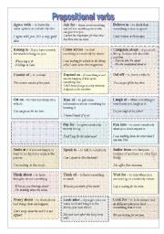 Prepositional verbs - basic - with definitions + worksheet