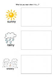 English Worksheet: Weather/clothes worksheet: What do you wear when....?