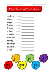 English worksheet: base words 2