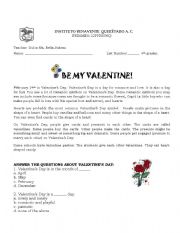 English Worksheet: Be my valentine