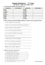 English Worksheet: simple past