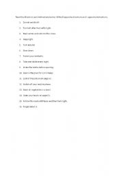 English worksheet: Directions and Instructions