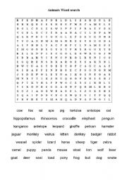 Animals Wordsearch