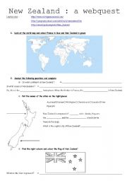 English Worksheet: webquest new zealand