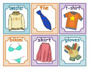 English Worksheet: 24 CLOTHES FLASH CARDS