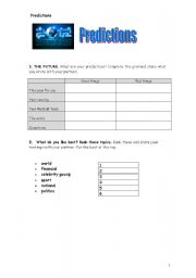 English worksheet: Predictions