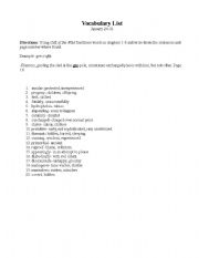 English Worksheet: SAT vocabulary