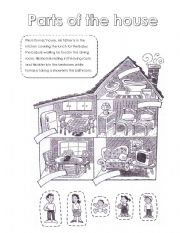 English Worksheet: Parts of the house and family