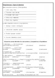 English Worksheet: Degree of adjectives