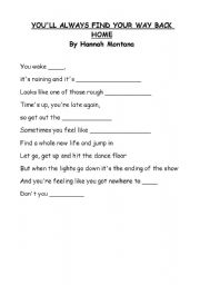 English worksheet: Hanna Montana song