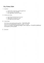 English Worksheet: go grow glow