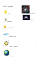 English worksheet: sky and space - vocabulary