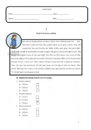 English Worksheet: Daily routine Test