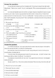 English Worksheet: Reading comprehension