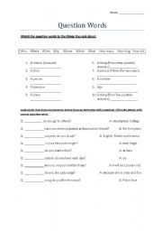 English Worksheet: Question Words