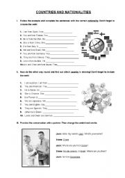 English Worksheet: COUNTRIES AND NATIONALITIES