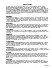 English Worksheet: Choosing a Candidate: Survival Choices