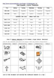 English Worksheet: St Gemmas High School Timetable