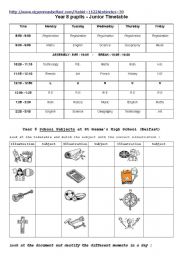 English worksheet: St Gemmas High School Timetable