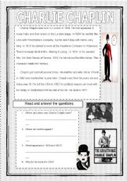 English Worksheet: Charlie Chaplin